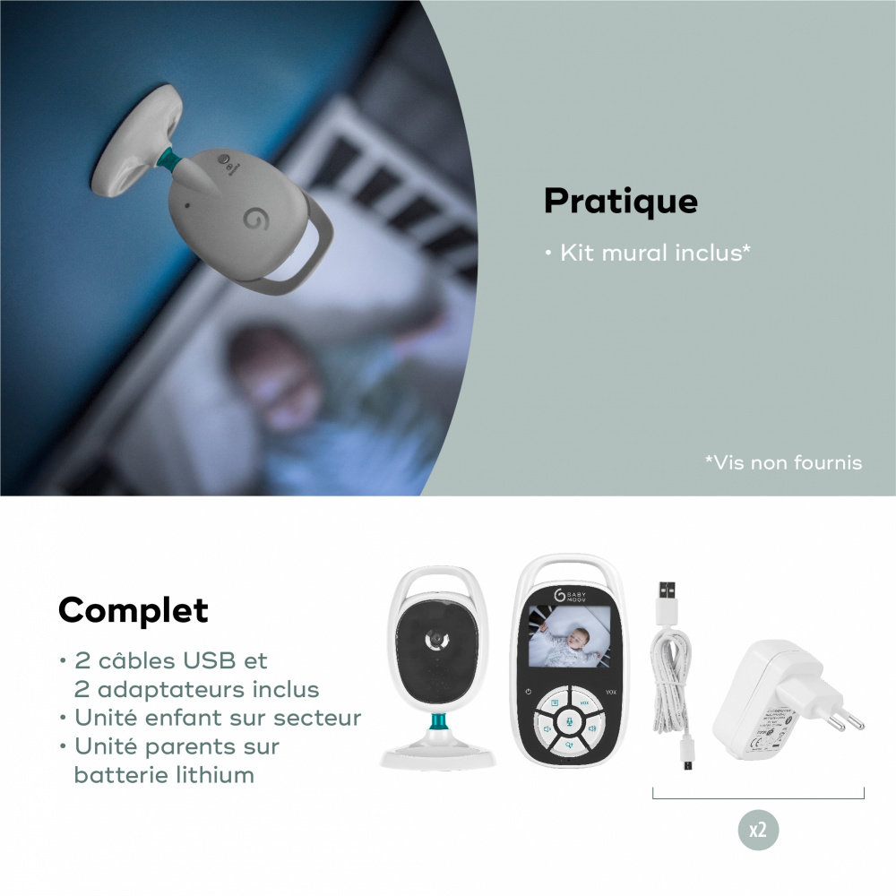 Babyphone vidéo connecté smart white de Lionelo sur allobébé