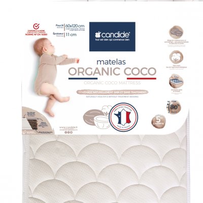 CANDIDE Matelas bébé organic coco 60x120 cm