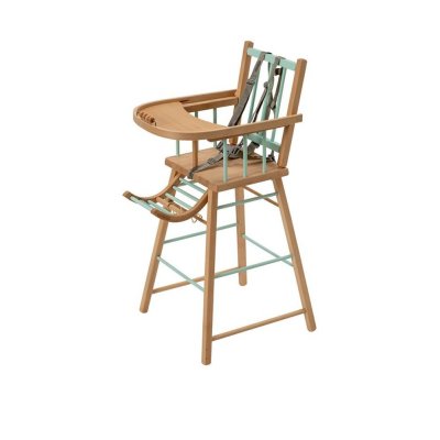 COMBELLE Chaise haute en bois andré hybride vert mint