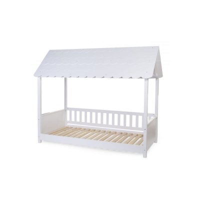 CHILDHOME Lit cabane enfant avec toit 90 x 200 cm blanc
