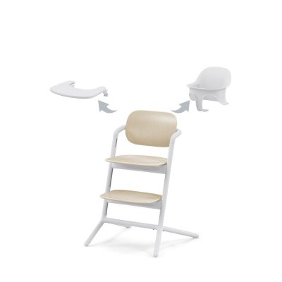 CYBEX Pack chaise lemo 3 en 1 (chaise + babyset + plateau repas) - sand white