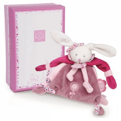 Doudou BOH'AIME Lapin rose avec pétales fleuris - Doudou et compagnie