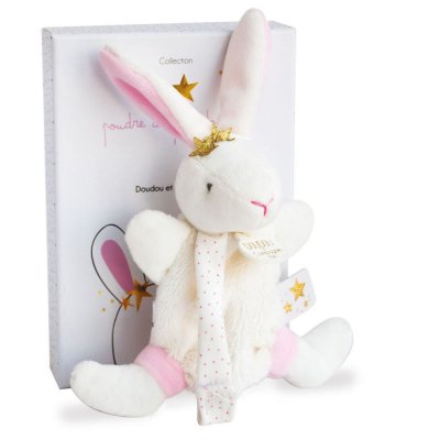 Doudou et compagnie - Cerise le lapin Doudou plat carré violet blanc fleur