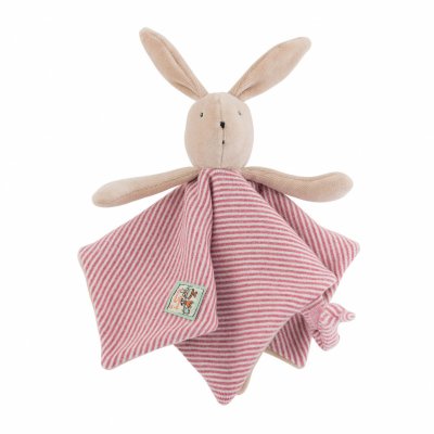 Doudou lapin personnalisé, Attache tétine Poupi marine