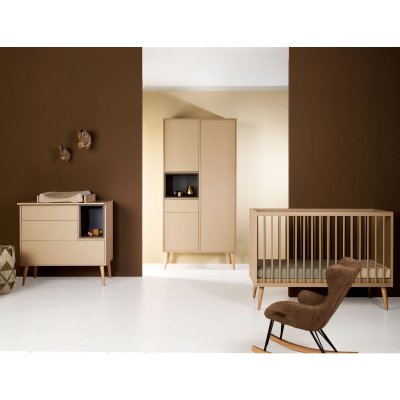 QUAX Chambre trio lit bébé 60x120 cm + armoire + commode avec plan à langer cocoon latte