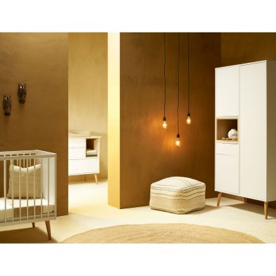 QUAX Chambre trio lit bébé 60x120 cm + armoire + commode avec plan à langer cocoon ice white