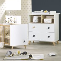 chambre bébé duo lit  commode oslo bouton étoile de