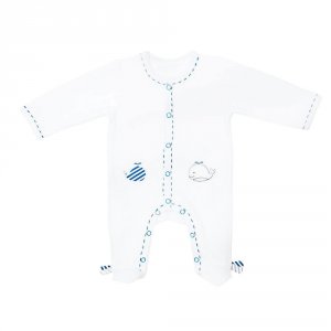 Pyjama Bebe Velours Blanc Blue Baleine Naissance Ouverture Devant De Sauthon Baby Deco Sur Allobebe