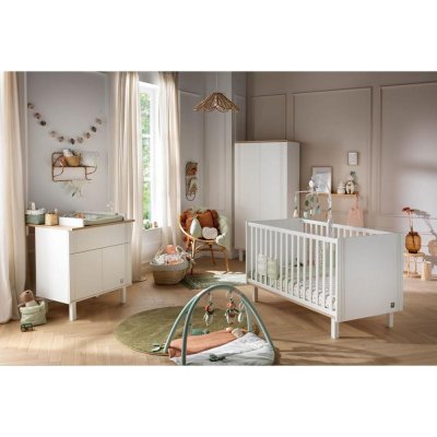 SAUTHON MEUBLES Chambre trio lit bébé little big bed 70x140 cm + armoire + commode eleonore blanc