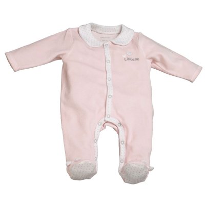SAUTHON BABY DECO Pyjama bébé velours rose lilibelle naissance