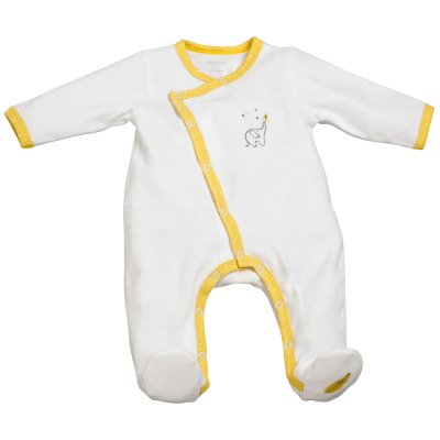 SAUTHON BABY DECO Pyjama bébé velours blanc/jaune babyfan naissance