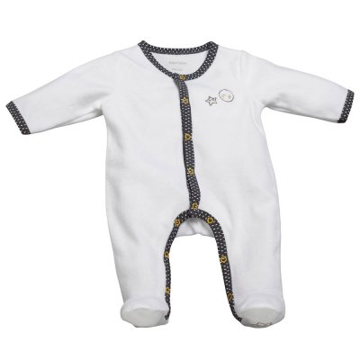 SAUTHON BABY DECO Pyjama bébé velours blanc/gris babyfan 1 mois