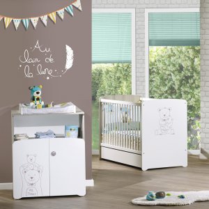 Chambre bébé duo teddy lit 60x120cm + commode de Baby ...