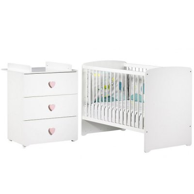 Lit bébé 60x120 et commode 2 portes avec plan à langer AT4 Webaby Renard -  Packs bébé/Lit - Commode - petits-meubles