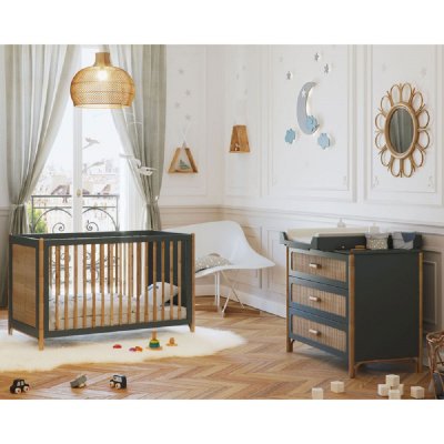 THEO Chambre duo océania silex lit 60x120 cm + commode
