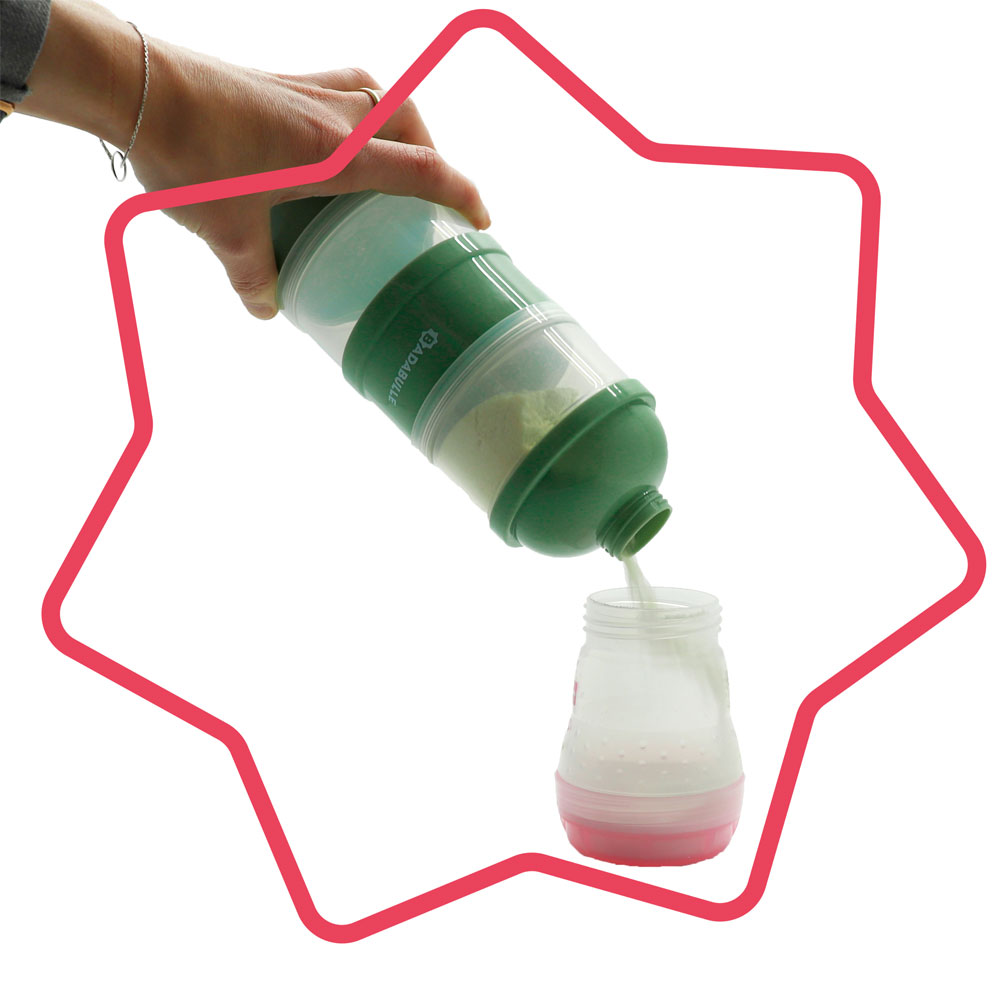 Boite doseuse de lait 4 compartiments bonhomia vert de Suavinex sur allobébé