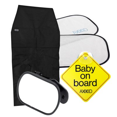 AXKID Kit de sécurité 4 accessoires (iroir, tapis de protection, pare soleil et bébé à bord)